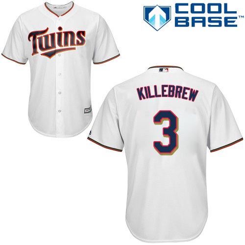Twins #3 Harmon Killebrew White Cool Base Stitched Youth MLB Jersey - Click Image to Close
